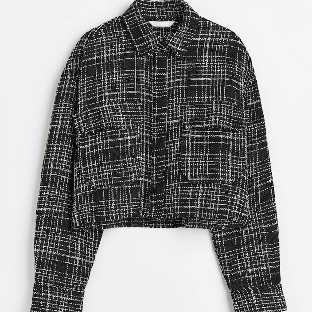 H&M Boucle shacket - Plaid Black and White Women's Jacket XL